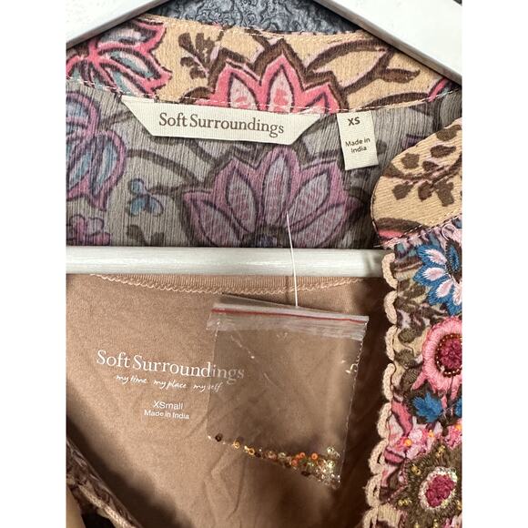 Soft Surroundings Women's Pergola Floral Boho Embroidered Sheer Tunic XS NWOT - Picture 6 of 9